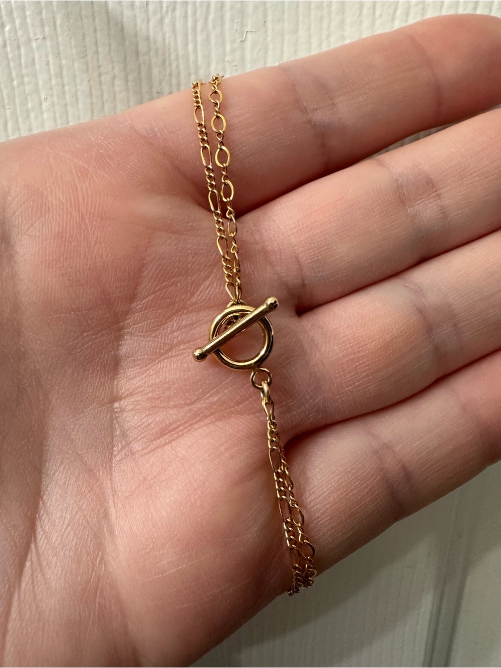 14k/18k Gold-Filled Bracelet Toggle Chain Bracelet Double Chain Layering 8”